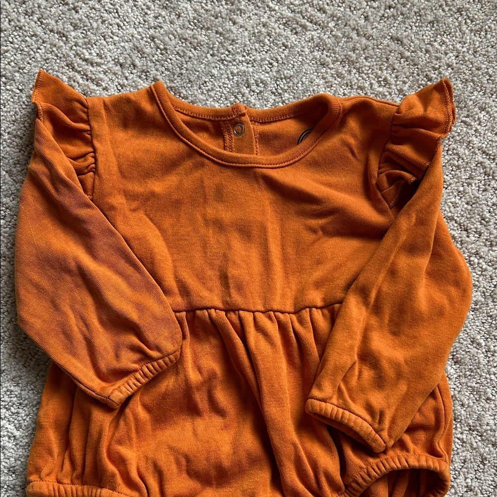 Rustic Orange Ruffled Kids One Piece - Picture 4 of 4